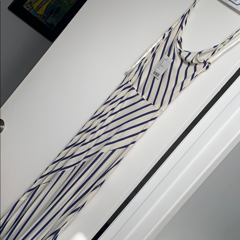 Blue and white striped knit dress anthropologie